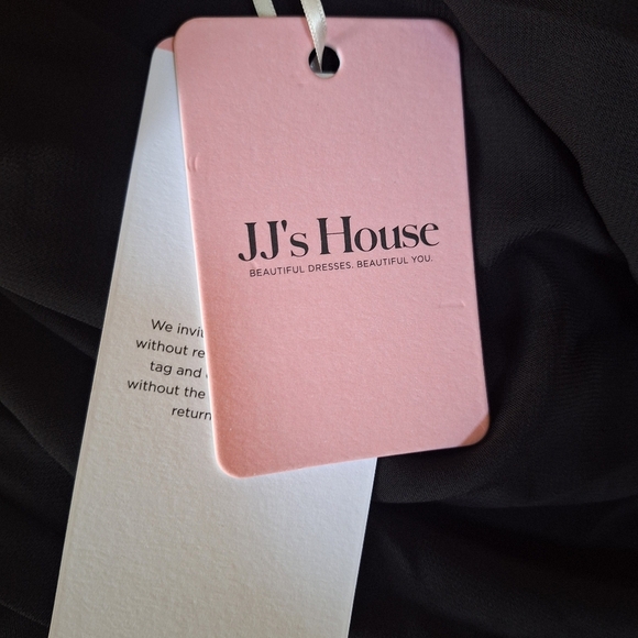NWT JJ's House Black A-Line V-neck Chiffon Ruffle Dress Zip Womens Size 22 - Picture 8 of 13